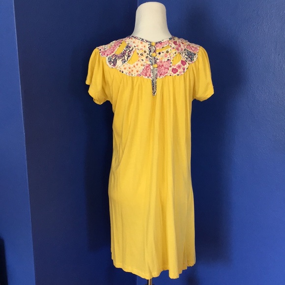 Buttercup Yellow Pink Blue Floral Patchwork Tunic Dress Hippie Boho Festival Y2K - Picture 5 of 12